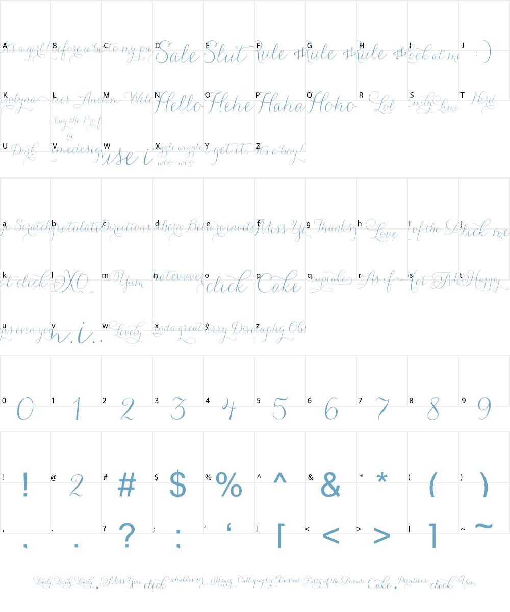 Carolyna Words Font Character